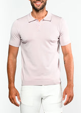 MAUVE SILK/TENCEL 3-BUTTON KNIT POLO PM-16105