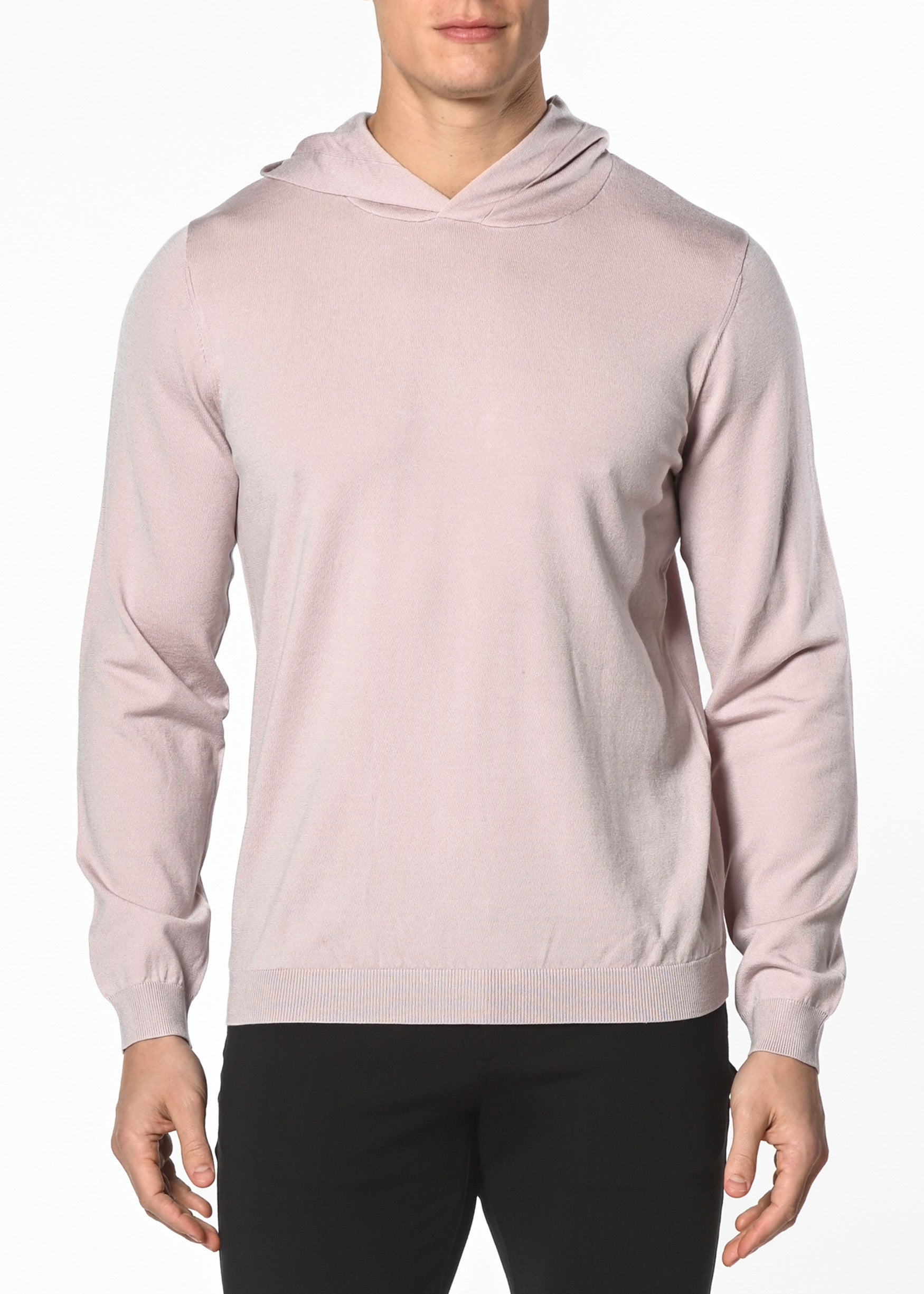 MAUVE SOLID SILK/TENCEL KNITTED HOODIE