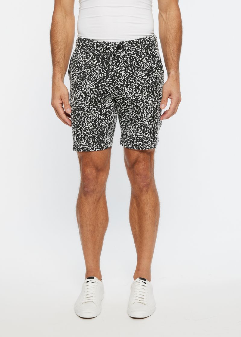 BLACK/WHITE PLAID ABSTRACT JACQUARD 8" INSEAM STRETCH KNIT SHORT PM-2511