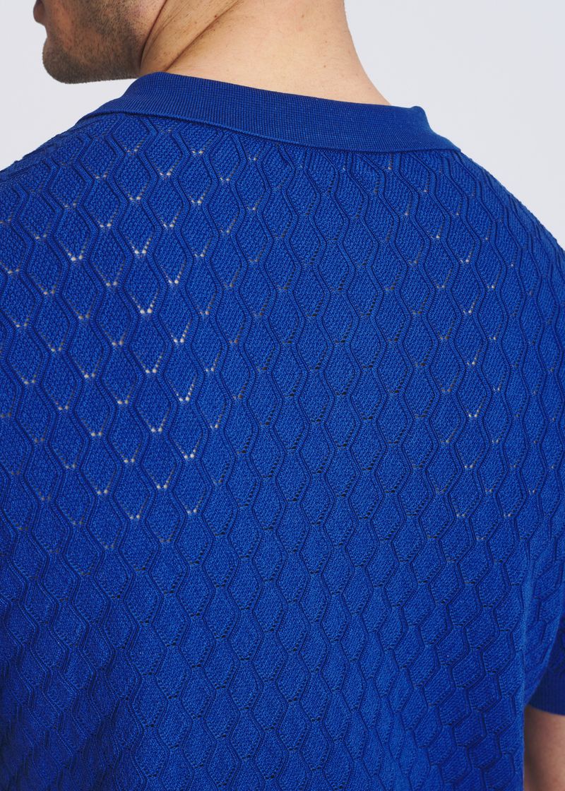 ROYAL TEXTURED WAVE SILK/TENCEL 3-BUTTON KNIT POLO PM-16338
