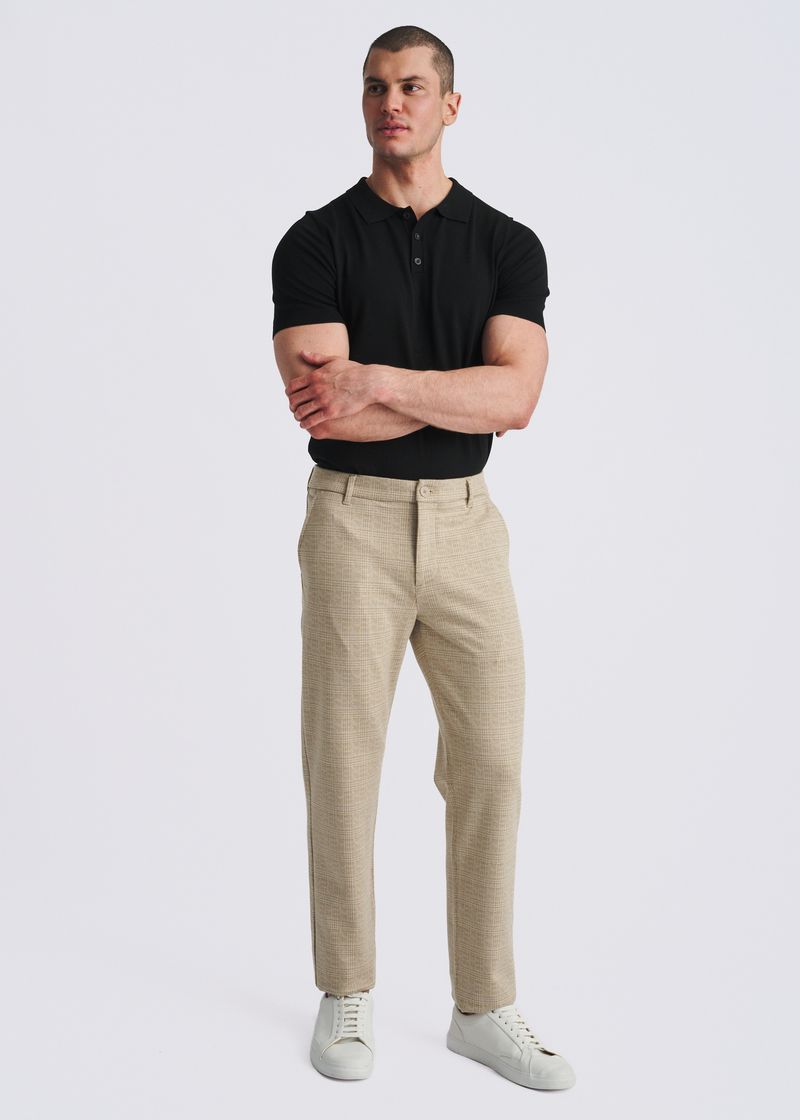 SAND GLEN PLAID CLASSIC FIT WOOL-LOOK STRETCH KNIT TAILORED PANTS PM-3063-01