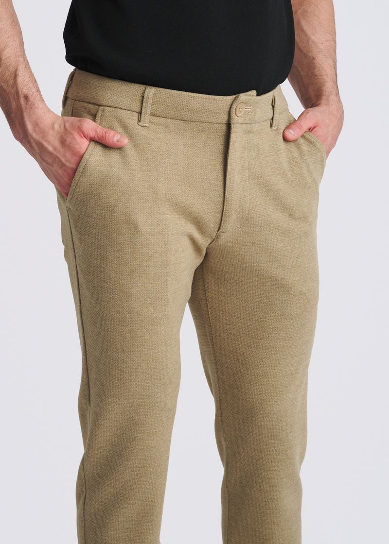 CAMEL CHECKS WOOL-LOOK STRETCH KNIT TAILORED PANTS PM-3303-73