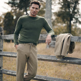 CAMEL WOOL-LOOK STRETCH KNIT PANTS W/ BACK ELASTIC WAISTBAND PM-3050-03