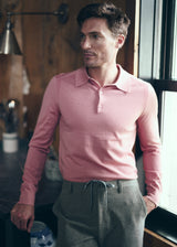 PUNCH 3-BUTTON LIGHTWEIGHT FINE KNIT WOOL POLO SWEATER PM-16412