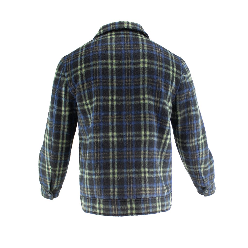 BLUE/SPROUT PLAID WOOL ZIP-UP JACKET PM-3070