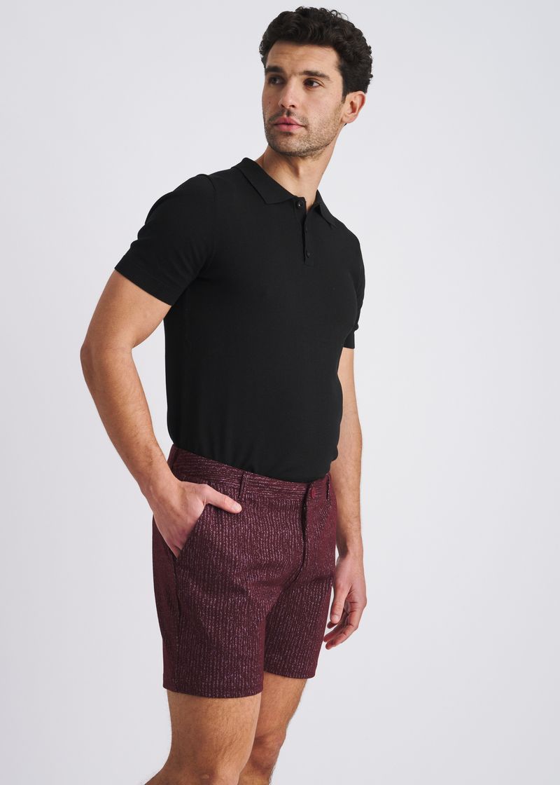 BEET HERRINGBONE JACQUARD 6" INSEAM STRETCH KNIT CHINO SHORTS PM-2549