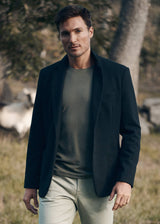 BLACK WOOL-LOOK STRETCH KNIT BLAZER PM-3055-01