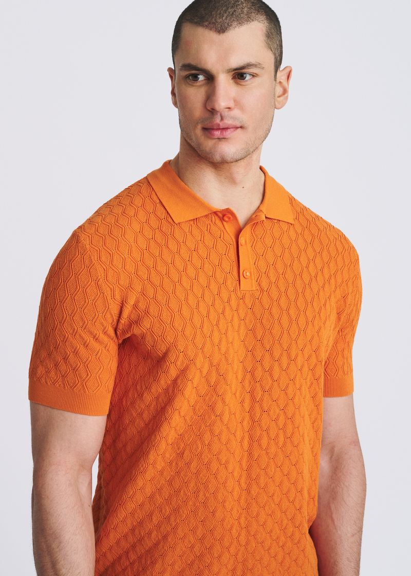 SALSA TEXTURED WAVE SILK/TENCEL 3-BUTTON KNIT POLO PM-16338