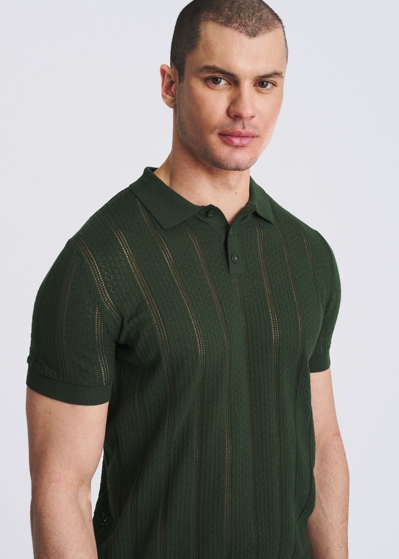 PASTURE POINTELLE COTTON 3-BUTTON KNIT POLO PM-16334