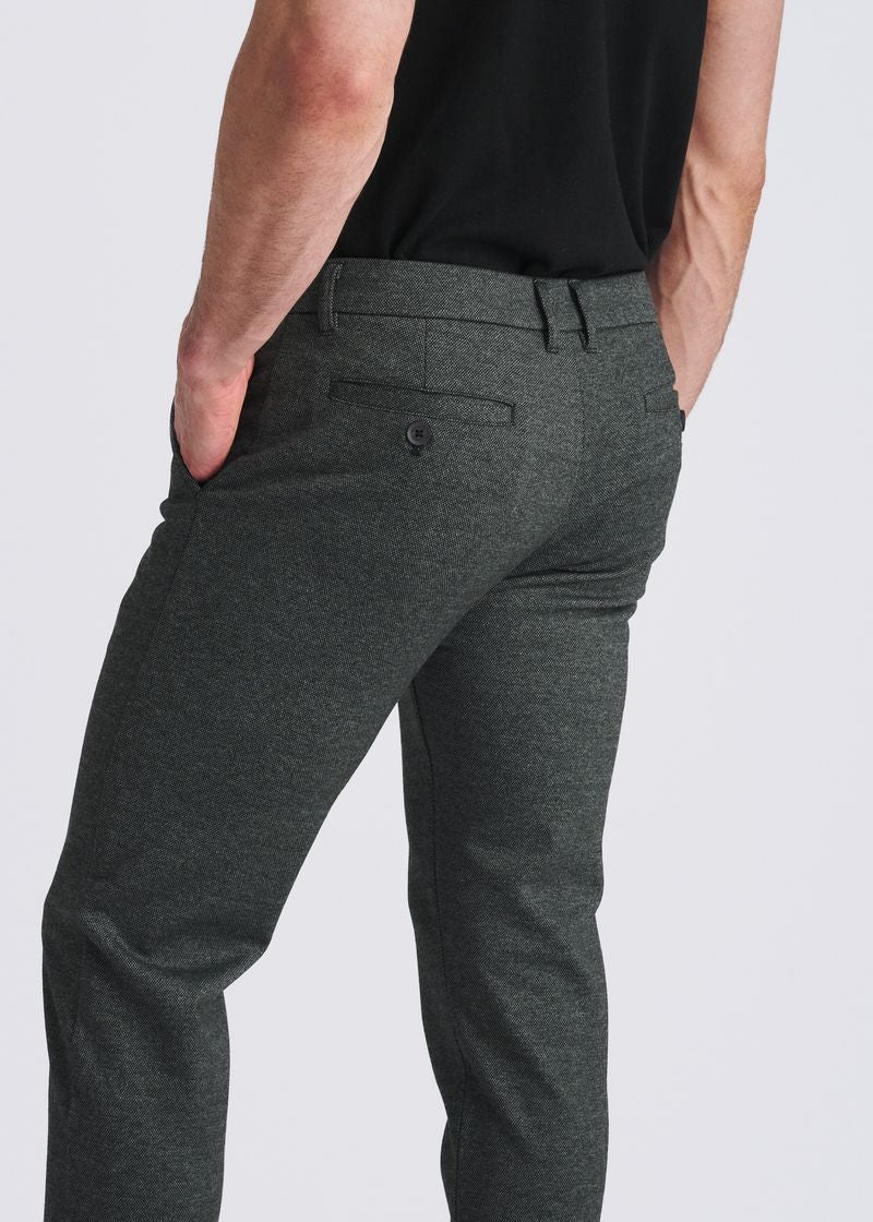 CHARCOAL WOOL-LOOK HERRINGBONE STRETCH KNIT TAILORED PANTS PM-3303-67