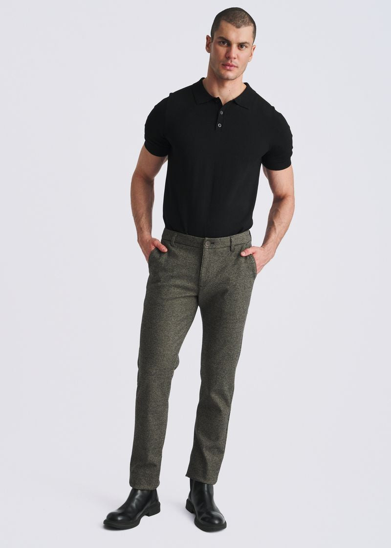BARK WOOL-LOOK HERRINGBONE STRETCH KNIT TAILORED PANTS PM-3303-68