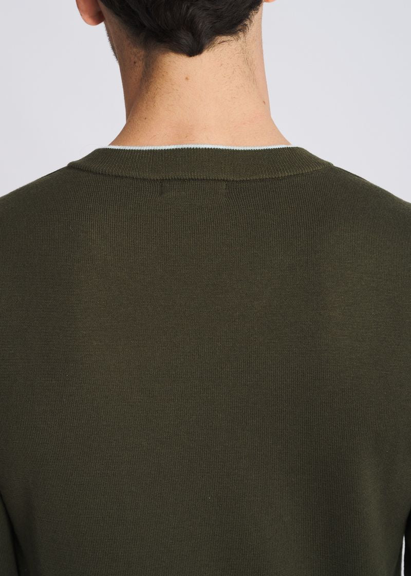 MOSS/SEACREST CONTRAST V-NECK WOOL BLEND KNIT SWEATER PM-16418