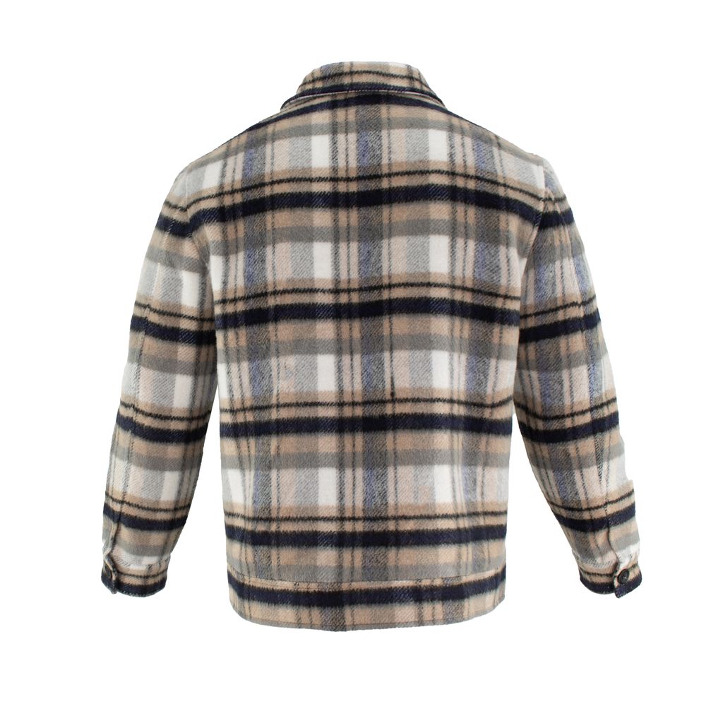 CAMEL/MIDNIGHT PLAID WOOL ZIP-UP JACKET PM-3069-01