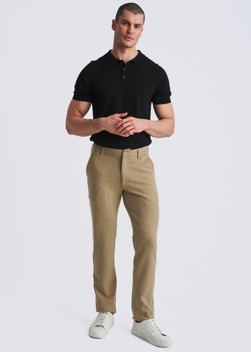 CAMEL CHECKS WOOL-LOOK STRETCH KNIT TAILORED PANTS PM-3303-73