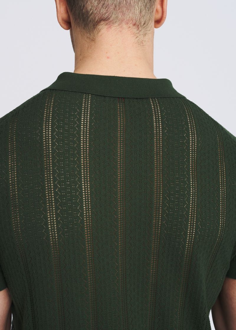 PASTURE POINTELLE COTTON 3-BUTTON KNIT POLO PM-16334