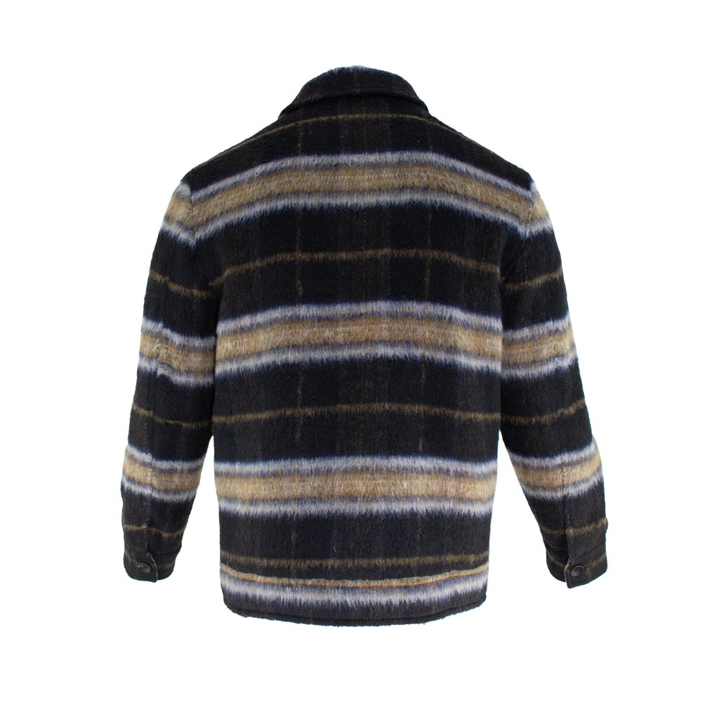 MIDNIGHT/OCHRE PLAID WOOL ZIP-UP JACKET PM-3071