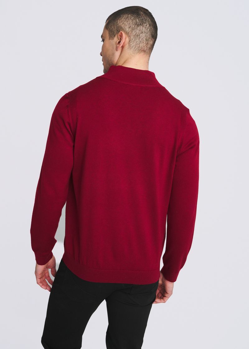 MERLOT QUARTER ZIP WOOL BLEND KNIT CARDIGAN PM-16417