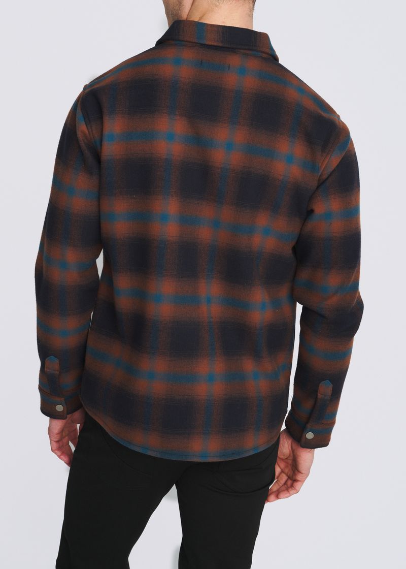 RUST/PETROL PLAID FLEECE LINED SHIRT JACKET PM-3062