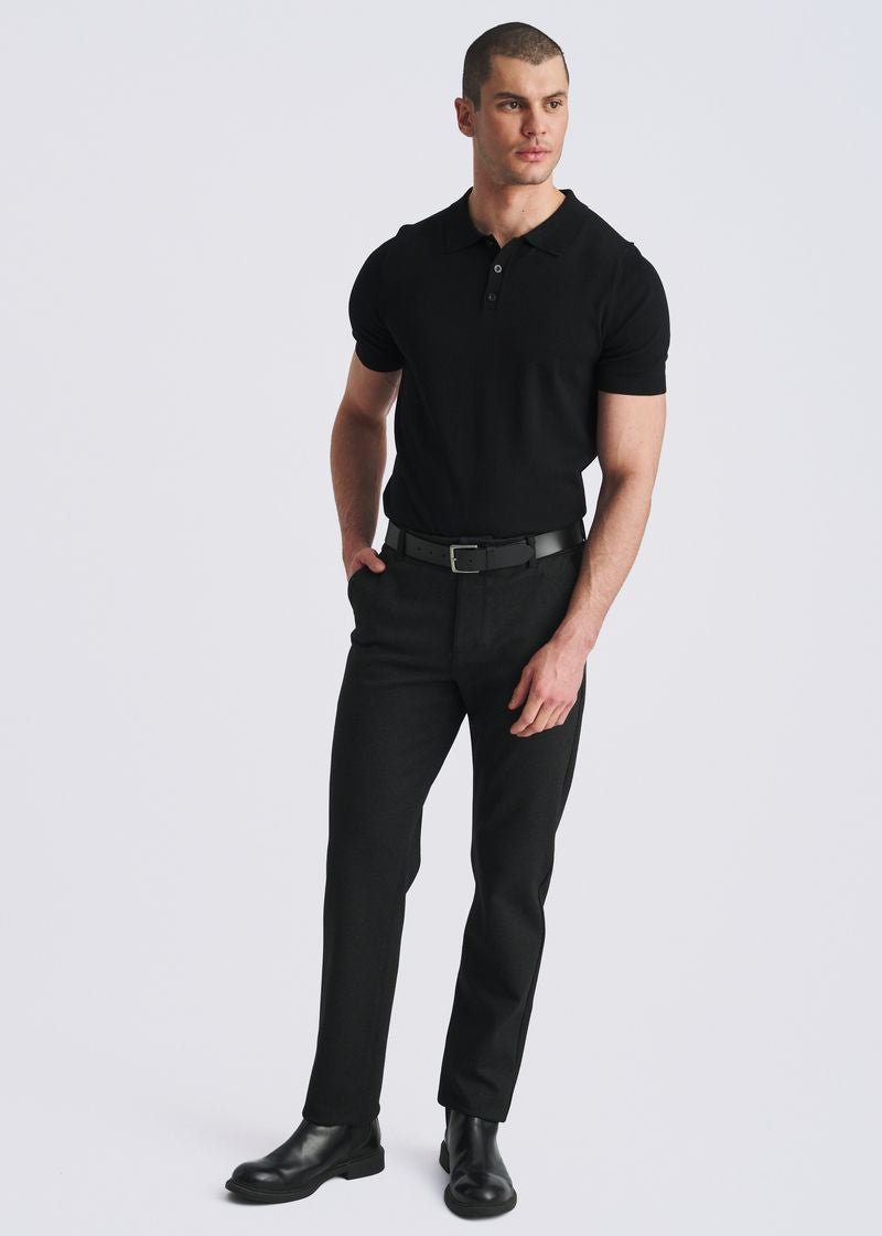 BLACK ZIGZAG CLASSIC FIT WOOL-LOOK STRETCH KNIT TAILORED PANTS PM-3063-02