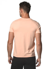 APRICOT COTTON/SORONA SHORT SLEEVE V-NECK TEE PM-1405