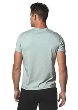 HEATHER GREEN COTTON/SORONA SHORT SLEEVE V-NECK TEE PM-1405