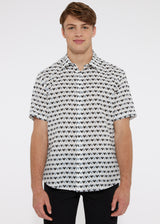 GREY/BLACK HEARTS COTTON SEERSUCKER WOVEN SHORT SLEEVE SHIRT PM-14102