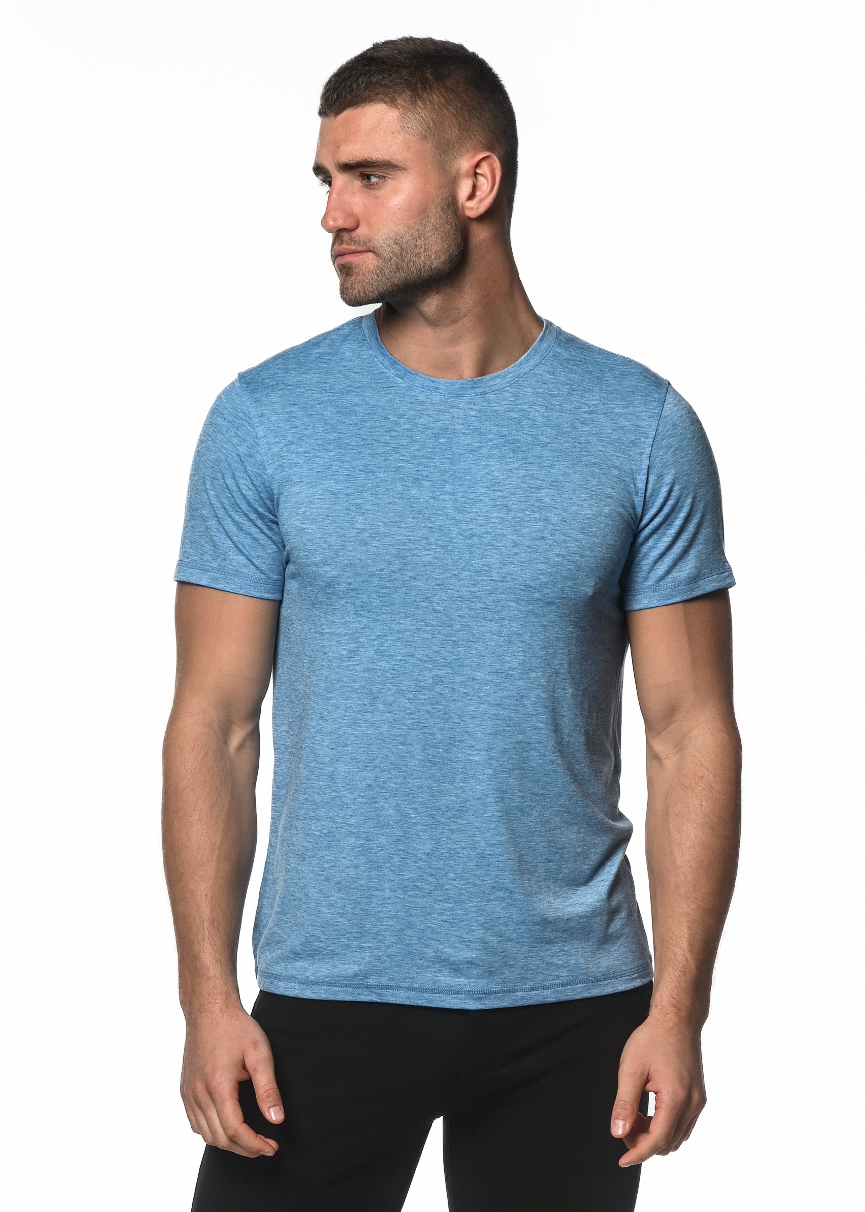 BLUE TRI-BLEND CREW NECK SHORT SLEEVE TEE PM-1420