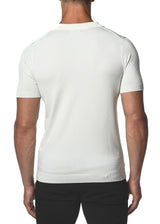 OFF WHITE SILK/TENCEL 3-BUTTON KNIT POLO PM-16105