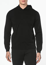 BLACK SOLID SILK/TENCEL KNITTED HOODIE PM-16202