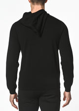 BLACK SOLID SILK/TENCEL KNITTED HOODIE PM-16202