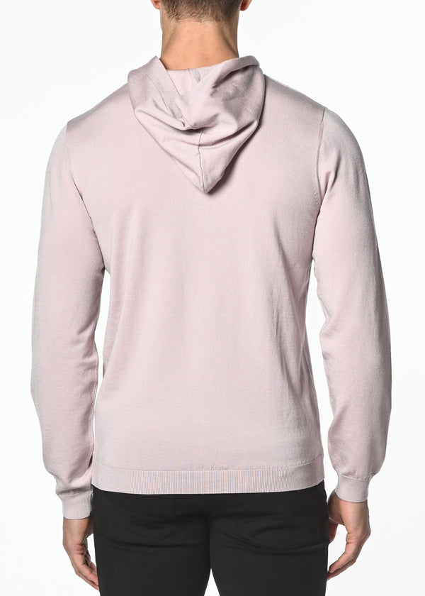 MAUVE SOLID SILK/TENCEL KNITTED HOODIE