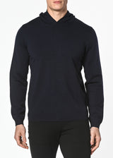 NAVY SOLID SILK/TENCEL KNITTED HOODIE PM-16202