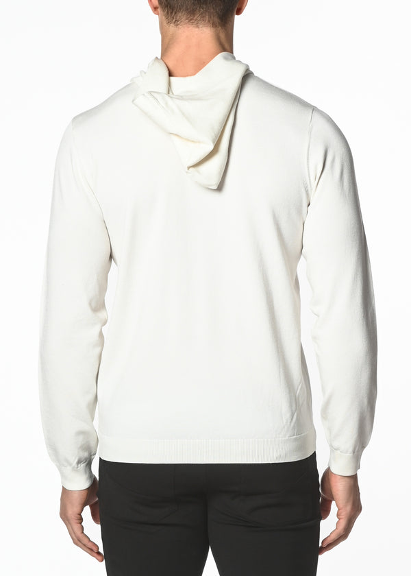 OFF WHITE SOLID SILK/TENCEL KNITTED HOODIE PM-16202