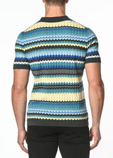 ROYAL/YELLOW WAVE COTTON TEXTURED KNITTED POLO PM-16204 Final Sale