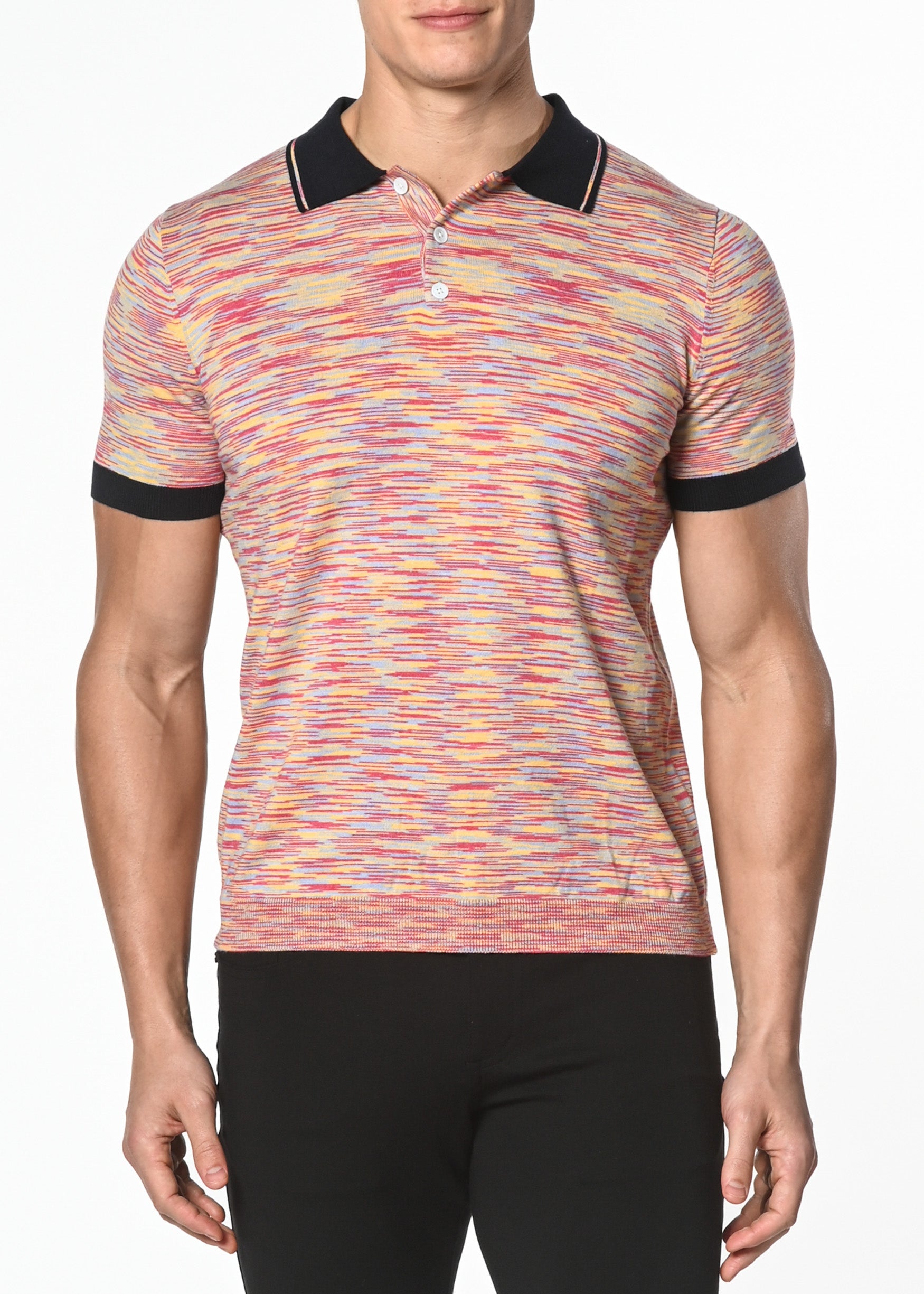 FUCHSIA/YELLOW SPACE DYE COTTON KNITTED POLO PM-16205