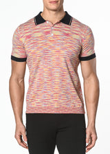 FUCHSIA/YELLOW SPACE DYE COTTON KNITTED POLO PM-16205