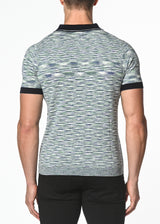 GREEN/NAVY SPACE DYE COTTON KNITTED POLO PM-16205