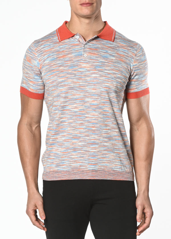 SIENNA/SKY SPACE DYE COTTON KNITTED POLO PM-16205