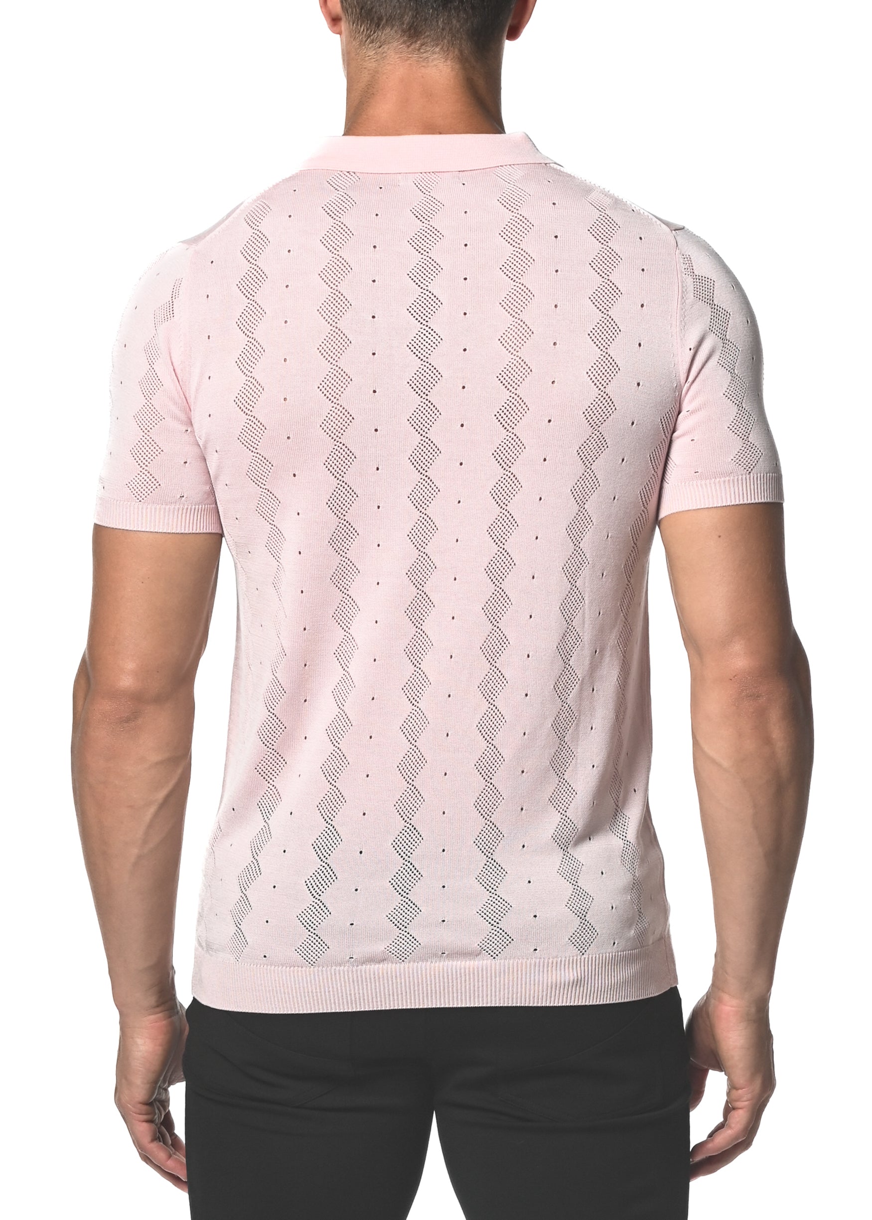 PINK SILK/TENCEL DIAMOND ARGYLE KNIT 3-BUTTON POLO PM-16212