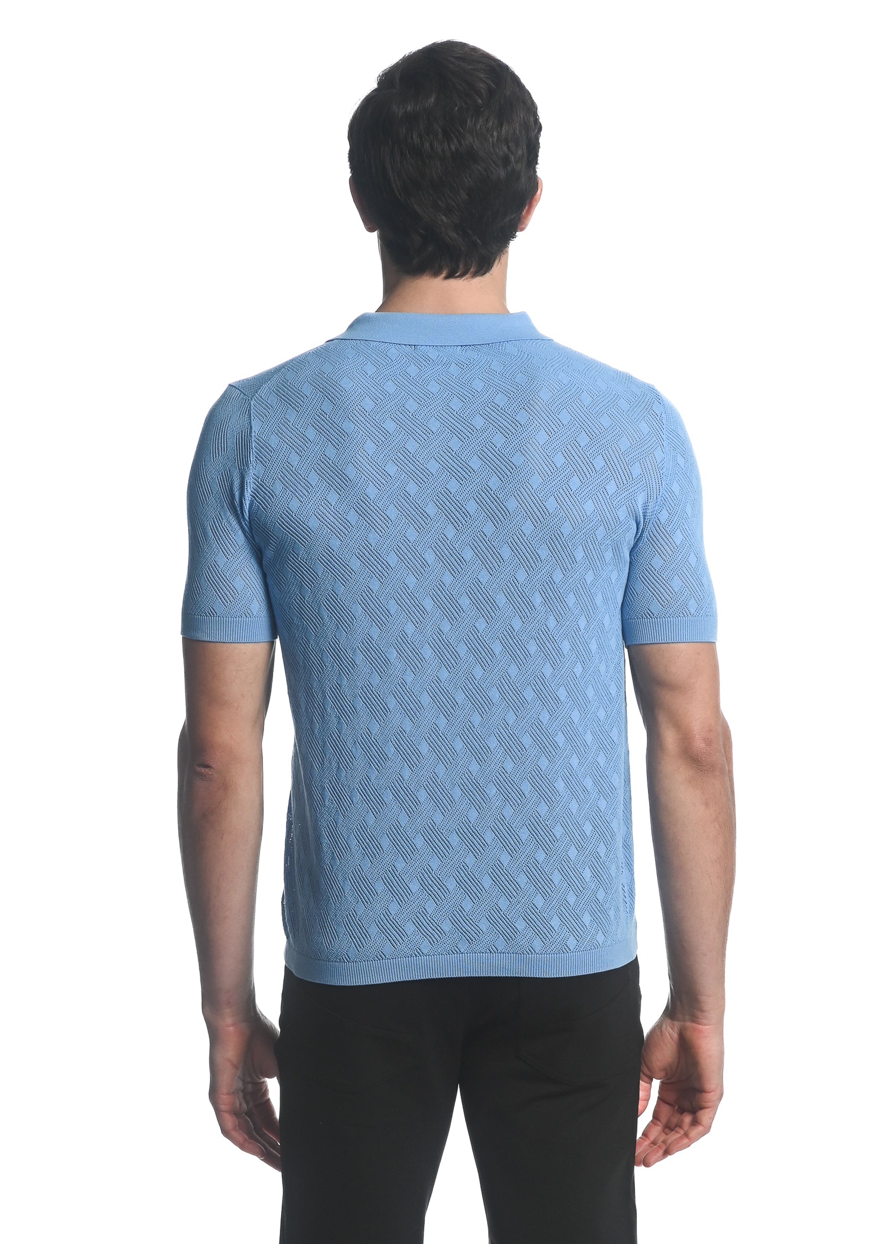 CLOUDY COTTON 3-BUTTON TEXTURED CROSS WEAVE KNIT POLO PM-16225