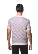 PINK/SLATE WAVE COTTON TEXTURED KNITTED POLO PM-16232