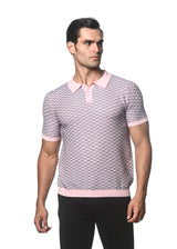 PINK/SLATE WAVE COTTON TEXTURED KNITTED POLO PM-16232
