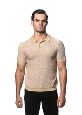 SAHARA/PINK WAVE COTTON TEXTURED KNITTED POLO PM-16232