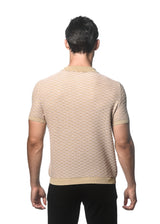 SAHARA/PINK WAVE COTTON TEXTURED KNITTED POLO PM-16232