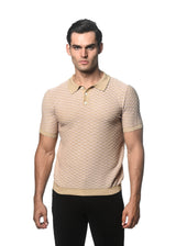 SAHARA/PINK WAVE COTTON TEXTURED KNITTED POLO PM-16232