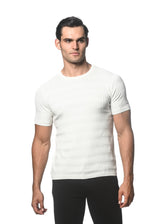 OFF WHITE COTTON TEXTURED CREW KNITTED TEE PM-16251