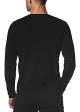 BLACK SILK TENCEL KNITTED V-NECK SWEATER PM-16308