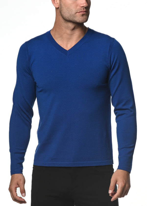 ROYAL SILK TENCEL KNITTED V-NECK SWEATER PM-16308