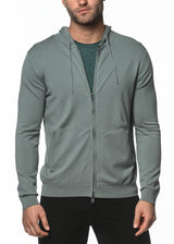 EARL GREY SILK TENCEL KNITTED ZIP HOODIE PM-16310