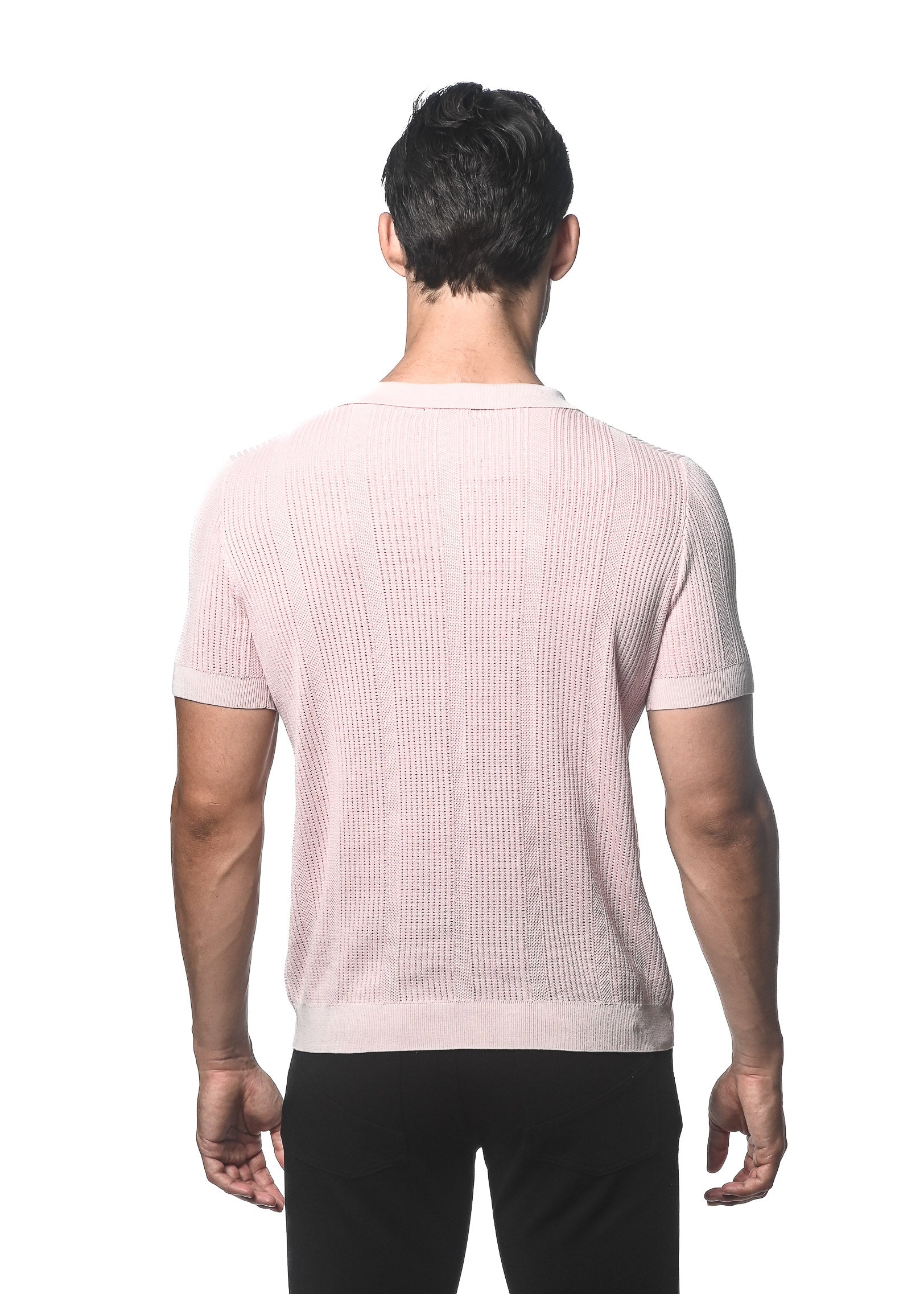 PINK MIST SILK/TENCEL TEXTURED KNITTED POLO PM-16312